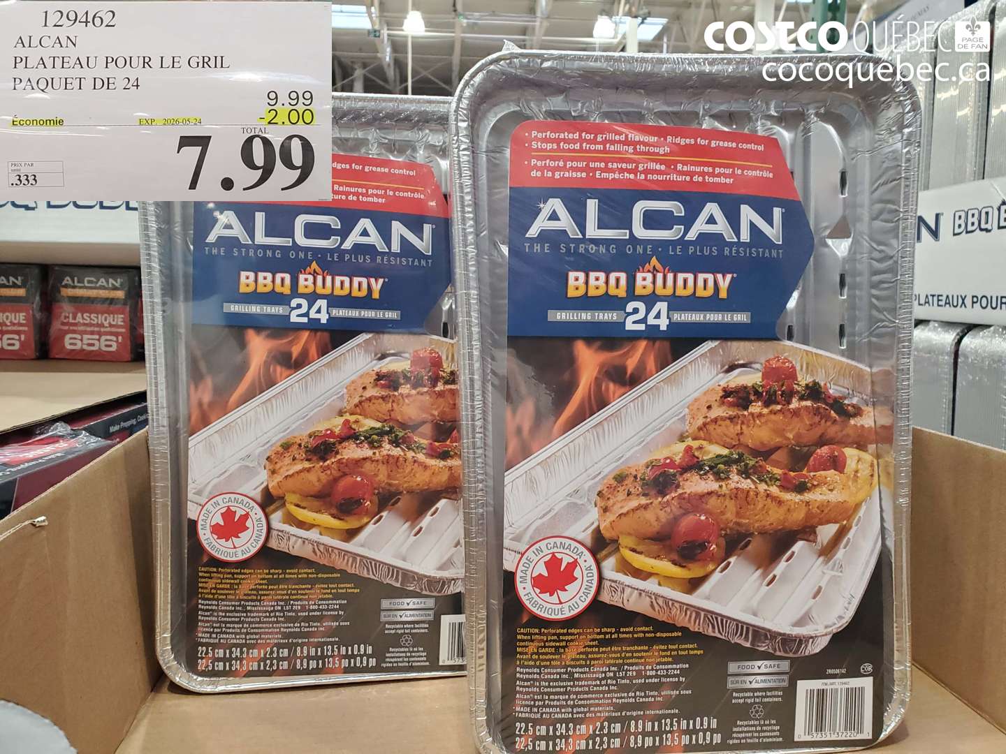 129462 ALCAN PLATEAU POUR LE GRIL PAQUET DE 24 ($2.00 INSTANT SAVINGS EXPIRES ON 2026-05-24) $7.99