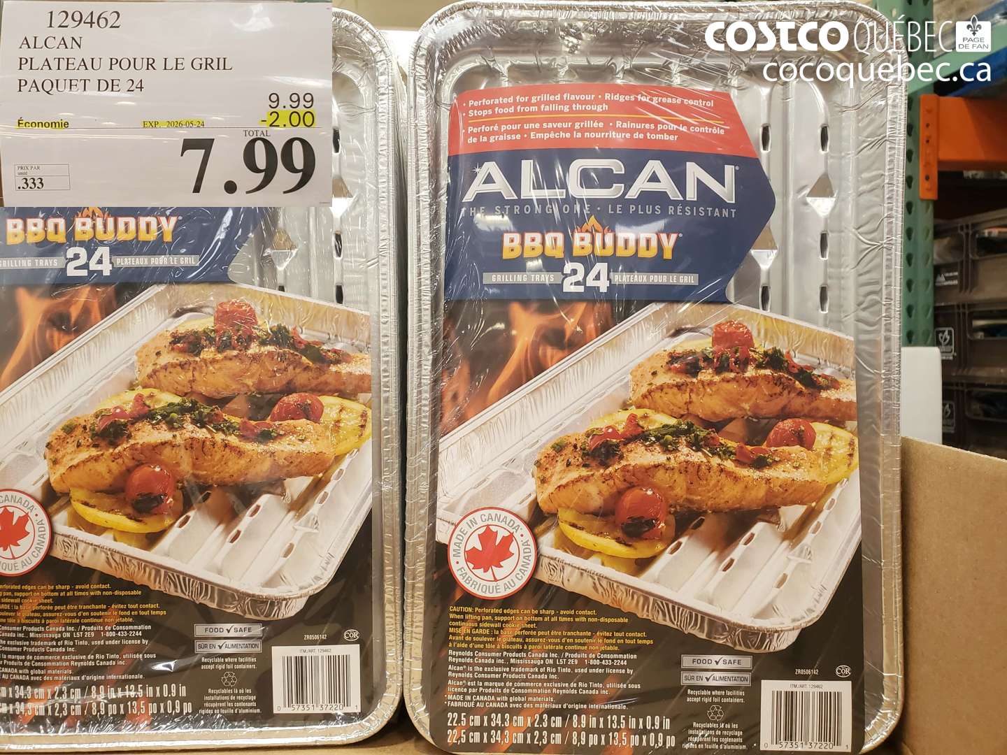 129462 ALCAN PLATEAU POUR LE GRIL PAQUET DE 24 ($2.00 INSTANT SAVINGS EXPIRES ON 2026-05-24) $7.99