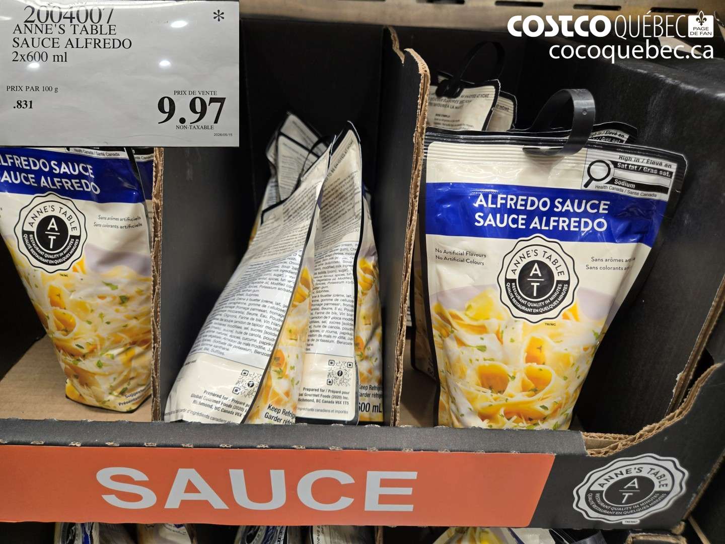 2004007 ANNE'S TABLE SAUCE ALFREDO $9.97