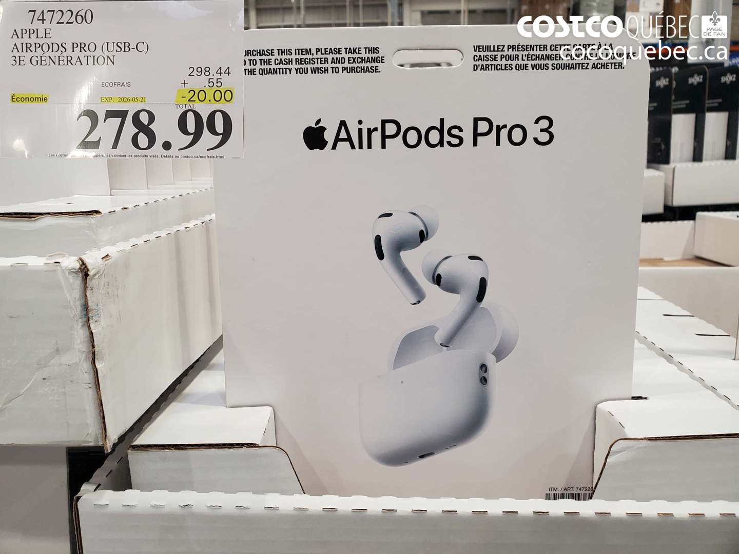 7472260 APPLE AIRPODS PRO (USB-C) 3E GENERATION ($20.00 INSTANT SAVINGS EXPIRES ON 2026-05-21) $278.99
