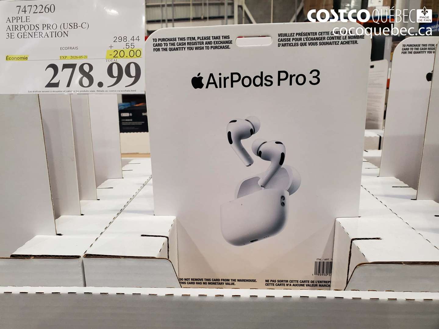 7472260 APPLE AIRPODS PRO (USB-C) 3E GÉNÉRATION ($20.00 INSTANT SAVINGS EXPIRES ON 2026-05-21) $278.99