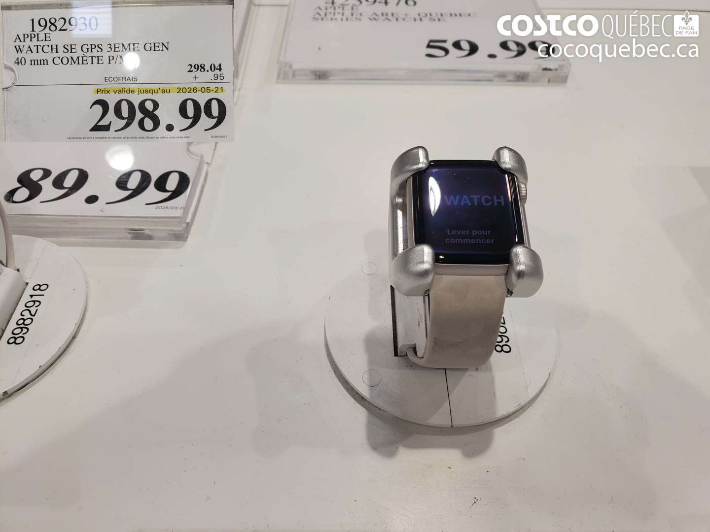 1982930 APPLE WATCH SE GPS 3EME GEN 40 MM COMÈTE P/M (EXPIRES ON 2026-05-21) $298.99