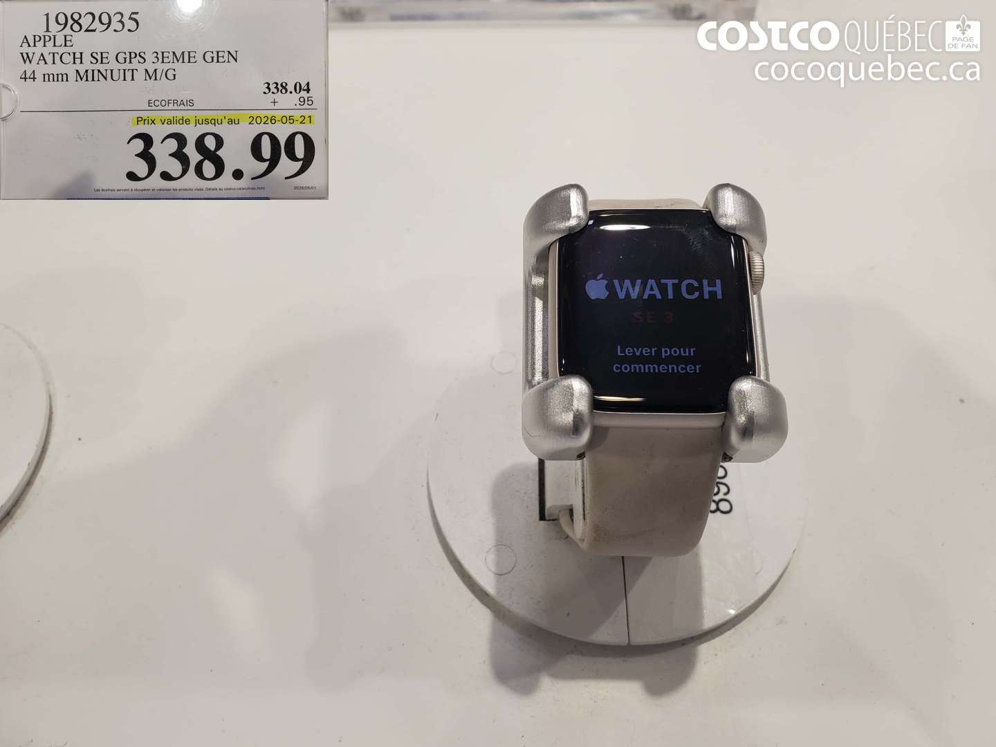 1982935 APPLE WATCH SE GPS 3EME GEN 44 MM MINUIT M/G (EXPIRES ON 2026-05-21) $338.99