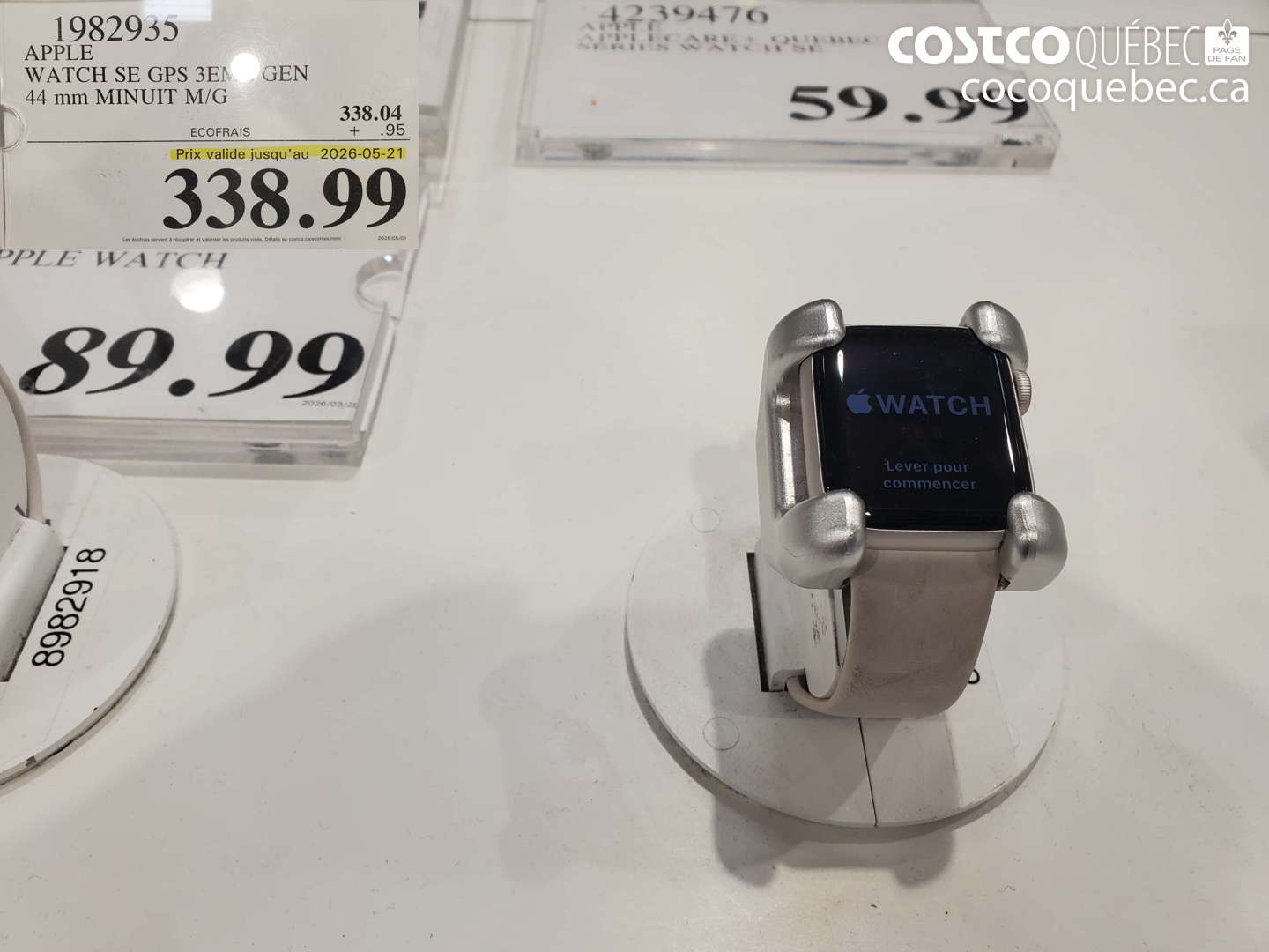 1982935 APPLE WATCH SE GPS 3EME GEN 44 MM MINUIT M/G (EXPIRES ON 2026-05-21) $338.99