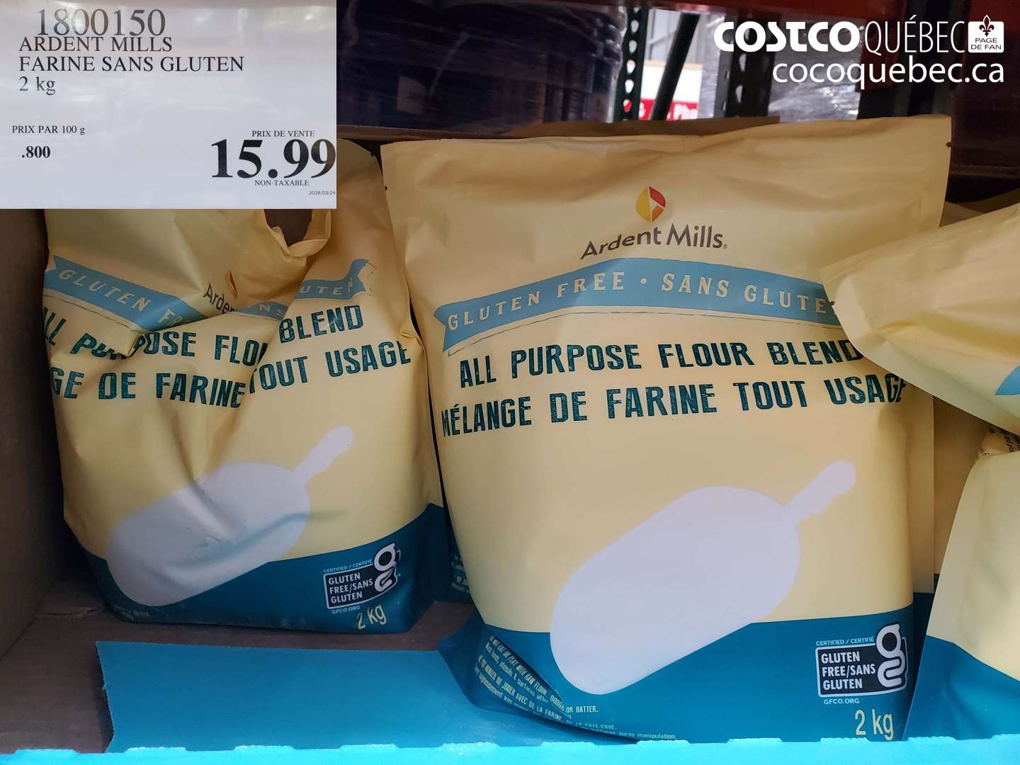 1800150 ARDENT MILLS FARINE SANS GLUTEN 2 KG $15.99