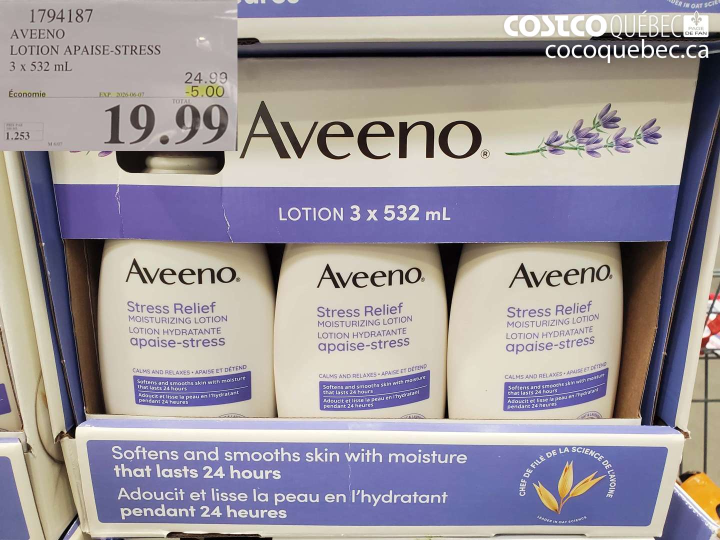 1794187 AVEENO LOTION APAISE-STRESS 3 X 532 ML ($5.00 INSTANT SAVINGS EXPIRES ON 2026-06-07) $19.99