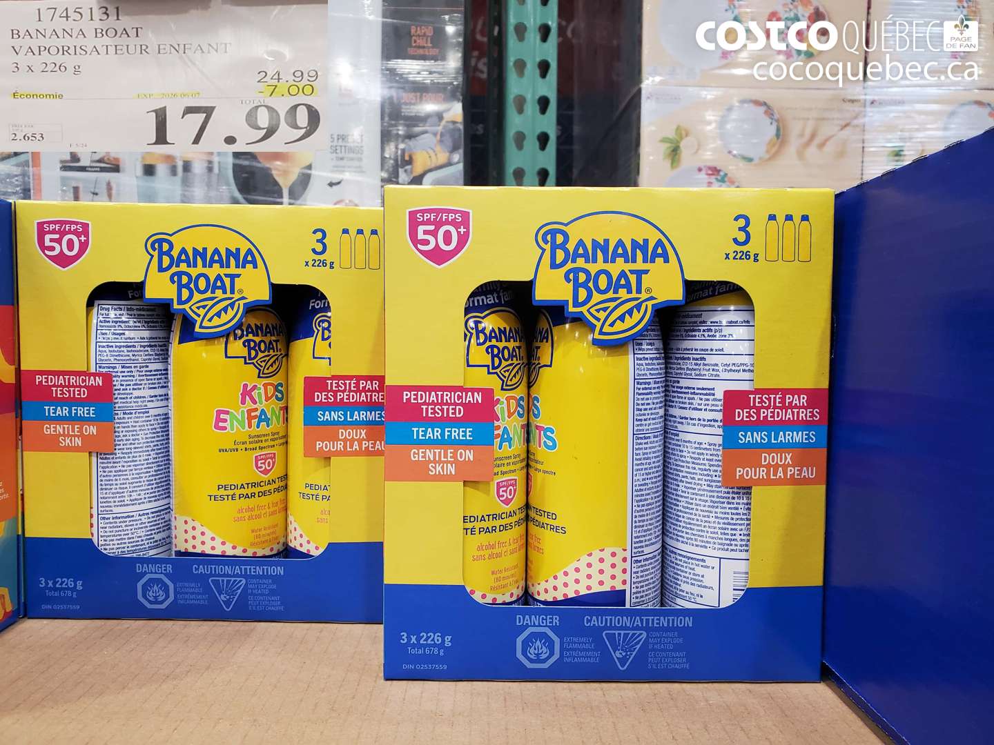 1745131 BANANA BOAT VAPORISATEUR ENFANT3 X 226 G ($7.00 INSTANT SAVINGS EXPIRES ON 2026-06-07) $17.99