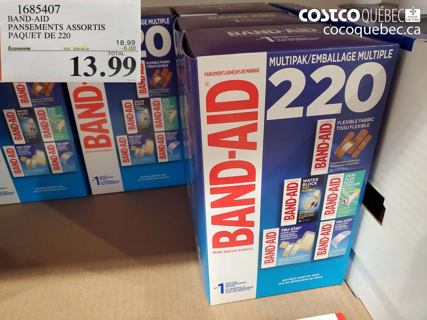 1685407 BAND-AID PANSEMENTS ASSORTIS PAQUET DE 220 ($5.00 INSTANT SAVINGS EXPIRES ON 2026-05-10) $13.99