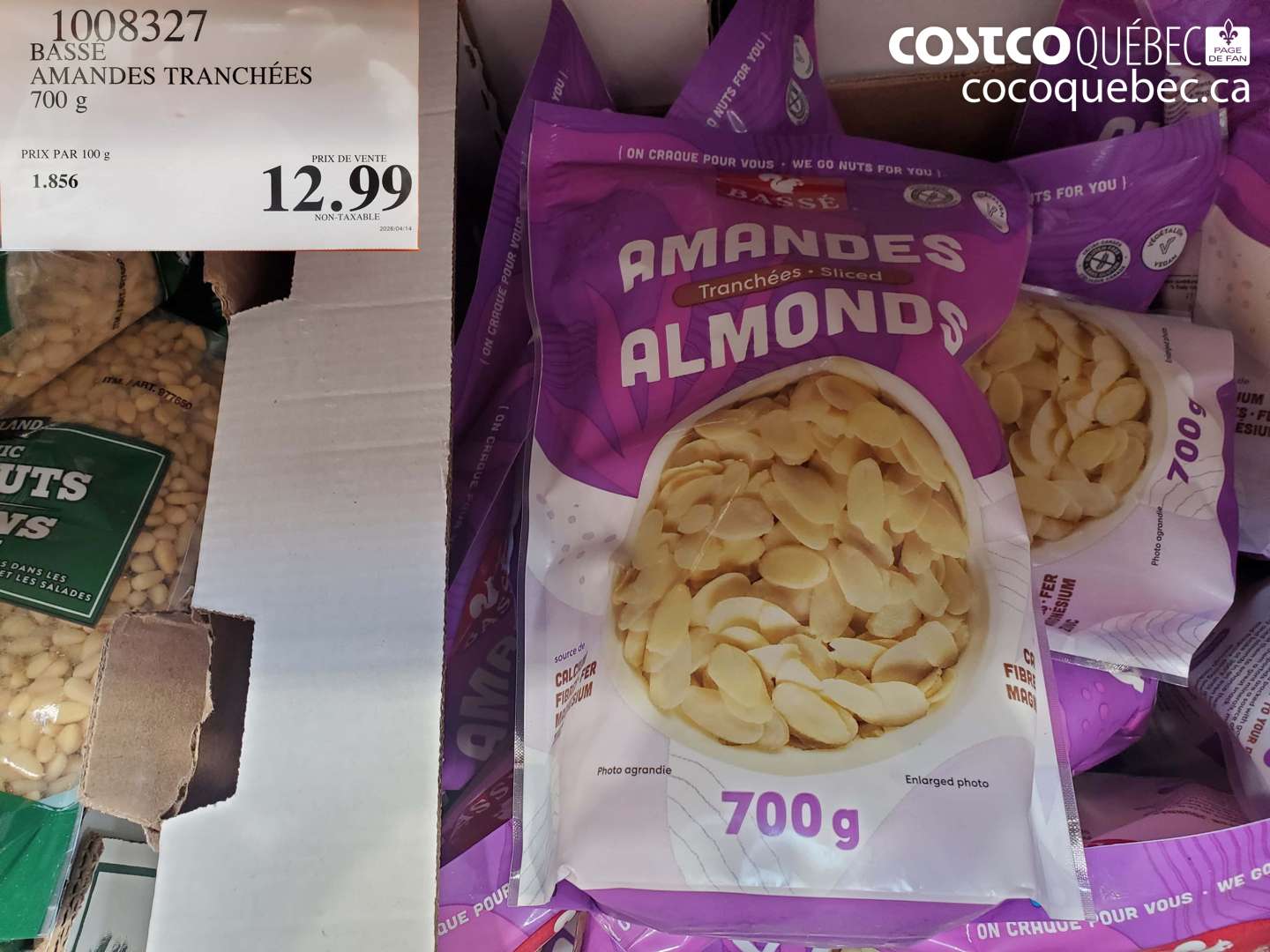 1008327 BASSE AMANDES TRANCHÉES 700 G $12.99