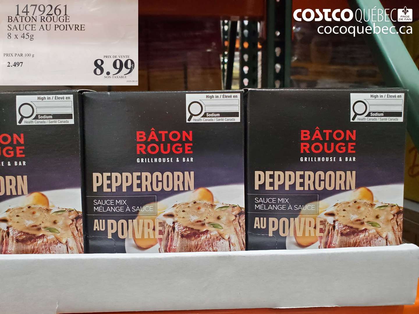 1479261 BATON ROUGE SAUCE AU POIVRE 8 X 45G $8.99