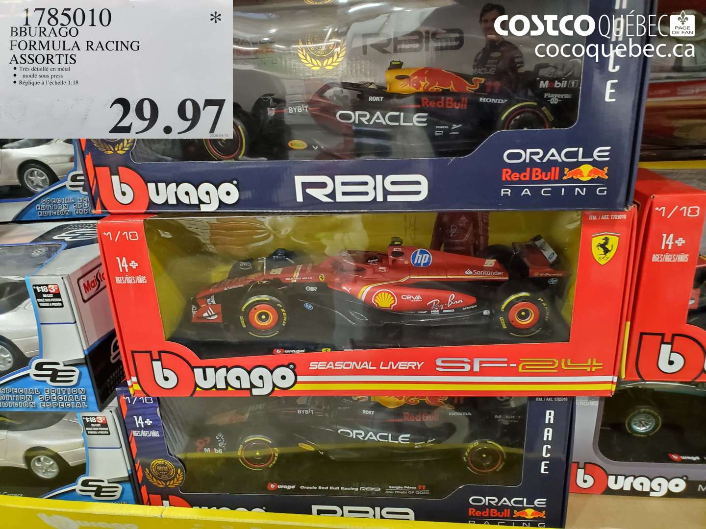 1785010 BBURAGO FORMULA RACING ASSORTIS $29.97