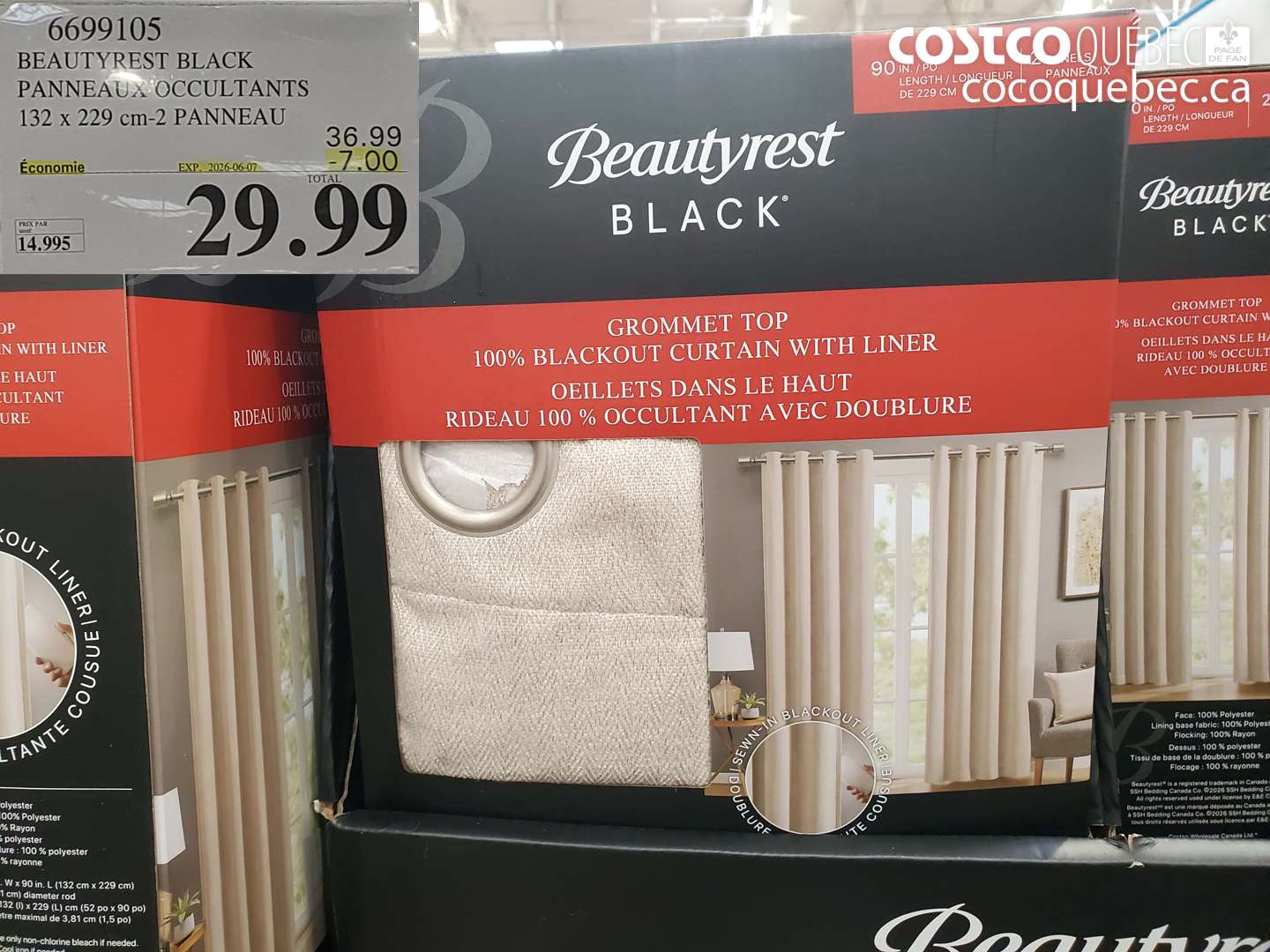 6699105 BEAUTYREST BLACK PANNEAUX OCCULTANTS 132 X 229 CM-2 PANNEAU ($7.00 INSTANT SAVINGS EXPIRES ON 2026-06-07) $29.99