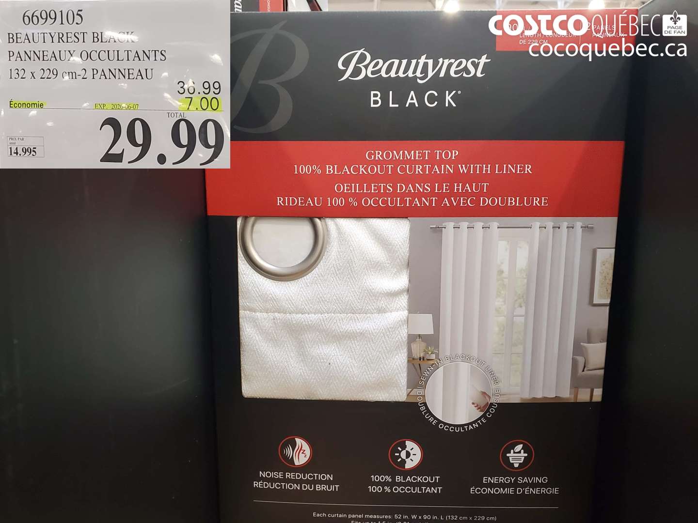 6699105 BEAUTYREST BLACK PANNEAUX OCCULTANTS 132 X 229 CM-2 PANNEAU ($7.00 INSTANT SAVINGS EXPIRES ON 2026-06-07) $29.99
