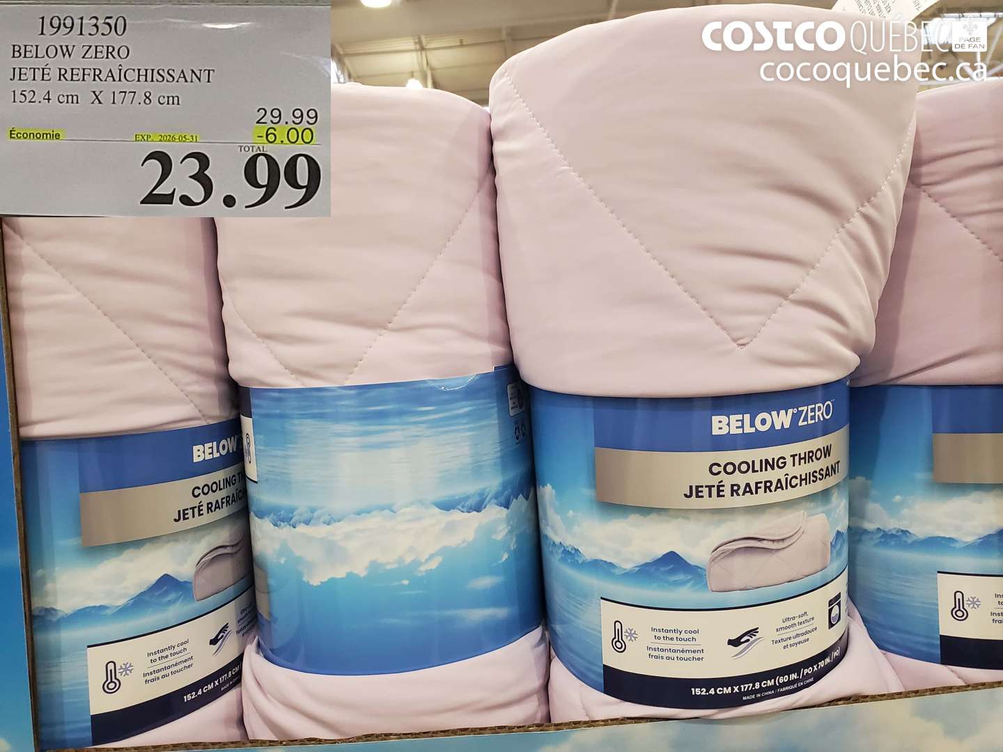 1991350 BELOW ZERO JETÉ REFRAÎCHISSANT 152 CM X 177.8 CM ($6.00 INSTANT SAVINGS EXPIRES ON 2026-05-31) $23.99