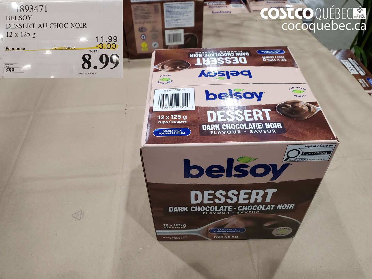 1893471 BELSOY DESSERT AU CHOC NOIR 12 X 125 G ($3.00 INSTANT SAVINGS EXPIRES ON 2026-05-17) $8.99