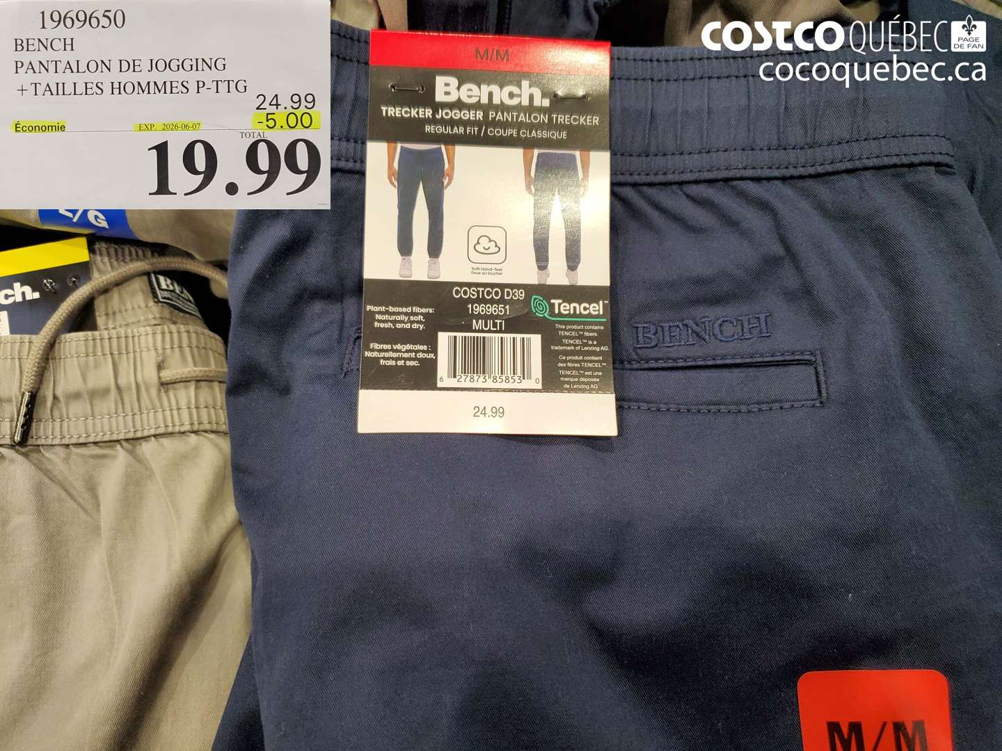 1969650 BENCH PANTALON DE JOGGING ($5.00 INSTANT SAVINGS EXPIRES ON 2026-06-07) $19.99