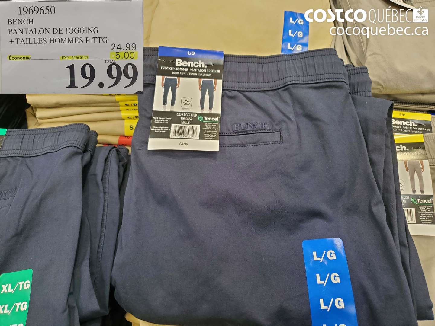 1969650 BENCH PANTALON DE JOGGING ($5.00 INSTANT SAVINGS EXPIRES ON 2026-06-07) $19.99