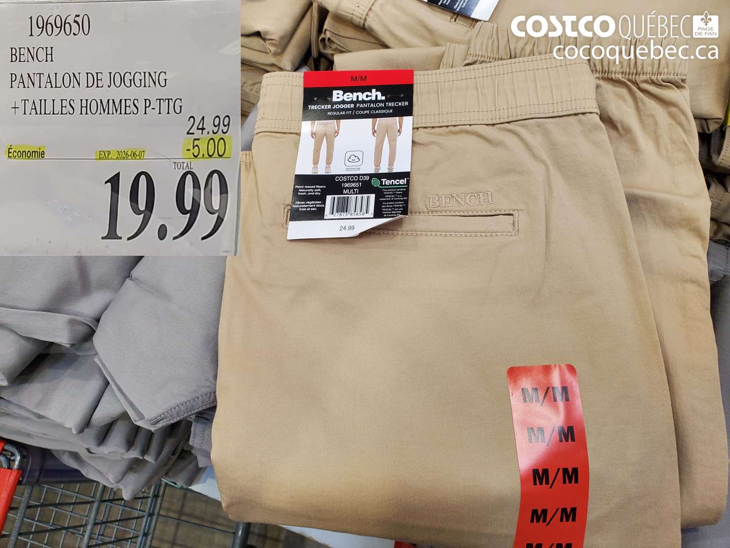 1969650 BENCH PANTALON DE JOGGING +TAILLES HOMMES P-TTG ($5.00 INSTANT SAVINGS EXPIRES ON 2026-06-07) $19.99