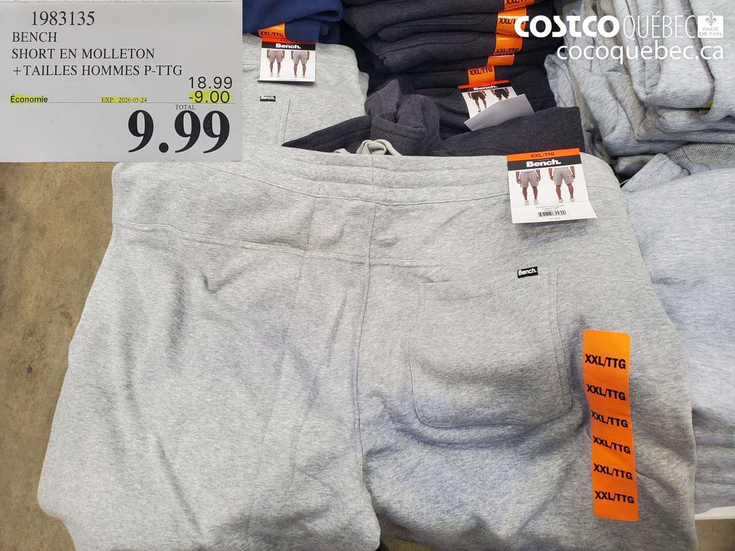 1983135 BENCH SHORT EN MOLLETON ($9.00 INSTANT SAVINGS EXPIRES ON 2026-05-24) $9.99