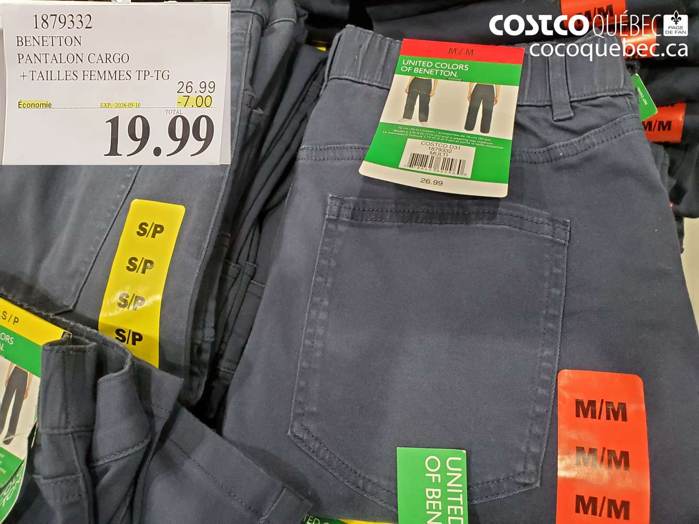 1879332 BENETTON PANTALON CARGO + TAILLES FEMMES TP-TG ($7.00 INSTANT SAVINGS EXPIRES ON 2026-05-10) $19.99