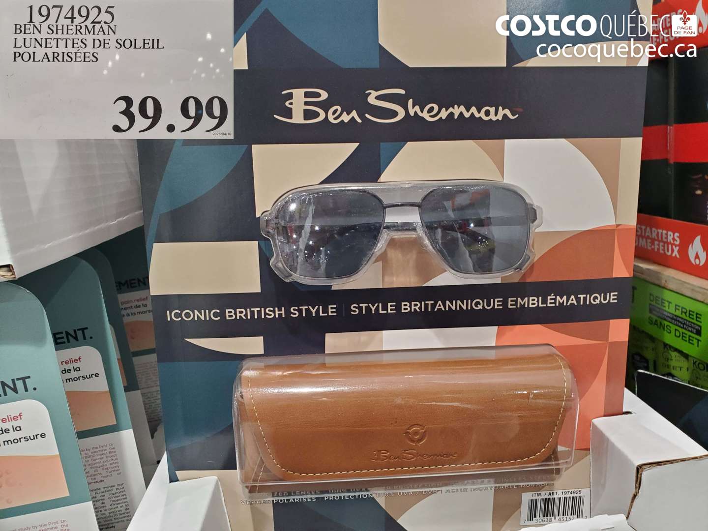 1974925 BEN SHERMAN LUNETTES DE SOLEIL POLARISÉES $39.99