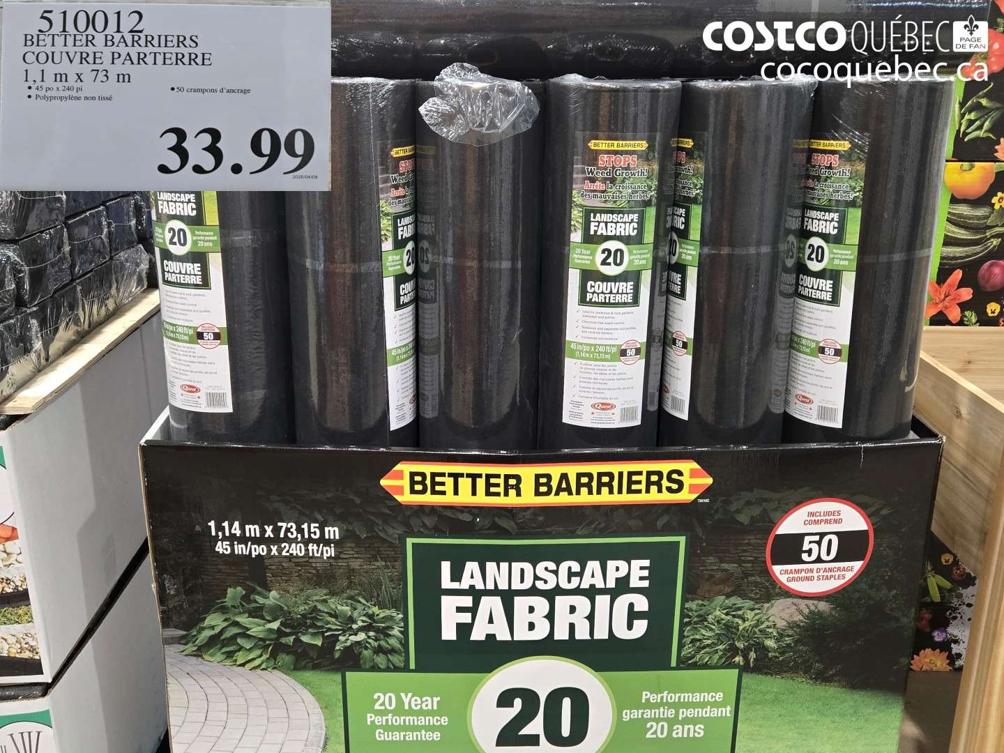 510012 BETTER BARRIERS COUVRE PARTERRE 1,1 M X 73 M $33.99