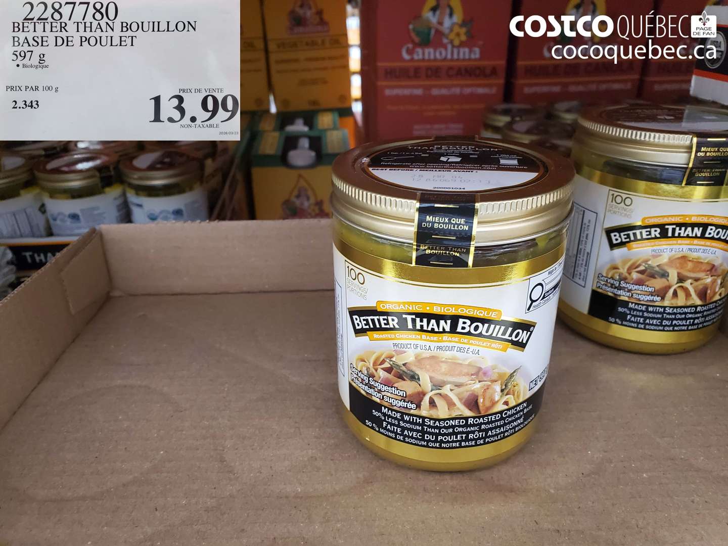 2287780 BETTER THAN BOUILLON BASE DE POULET 597 G $13.99