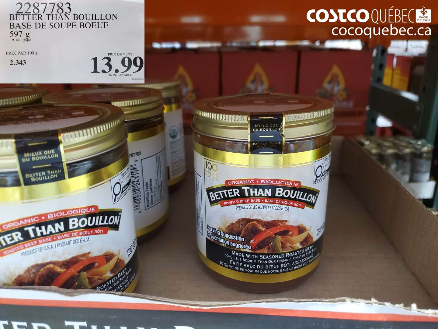 2287783 BETTER THAN BOUILLON BASE DE SOUPE BOEUF 597 G $13.99