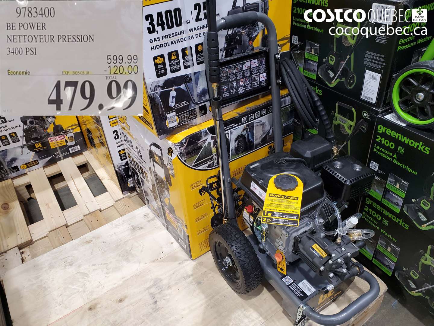 9783400 BE POWER NETTOYEUR PRESSION 3400 PSI ($120.00 INSTANT SAVINGS EXPIRES ON 2026-05-10) $479.99