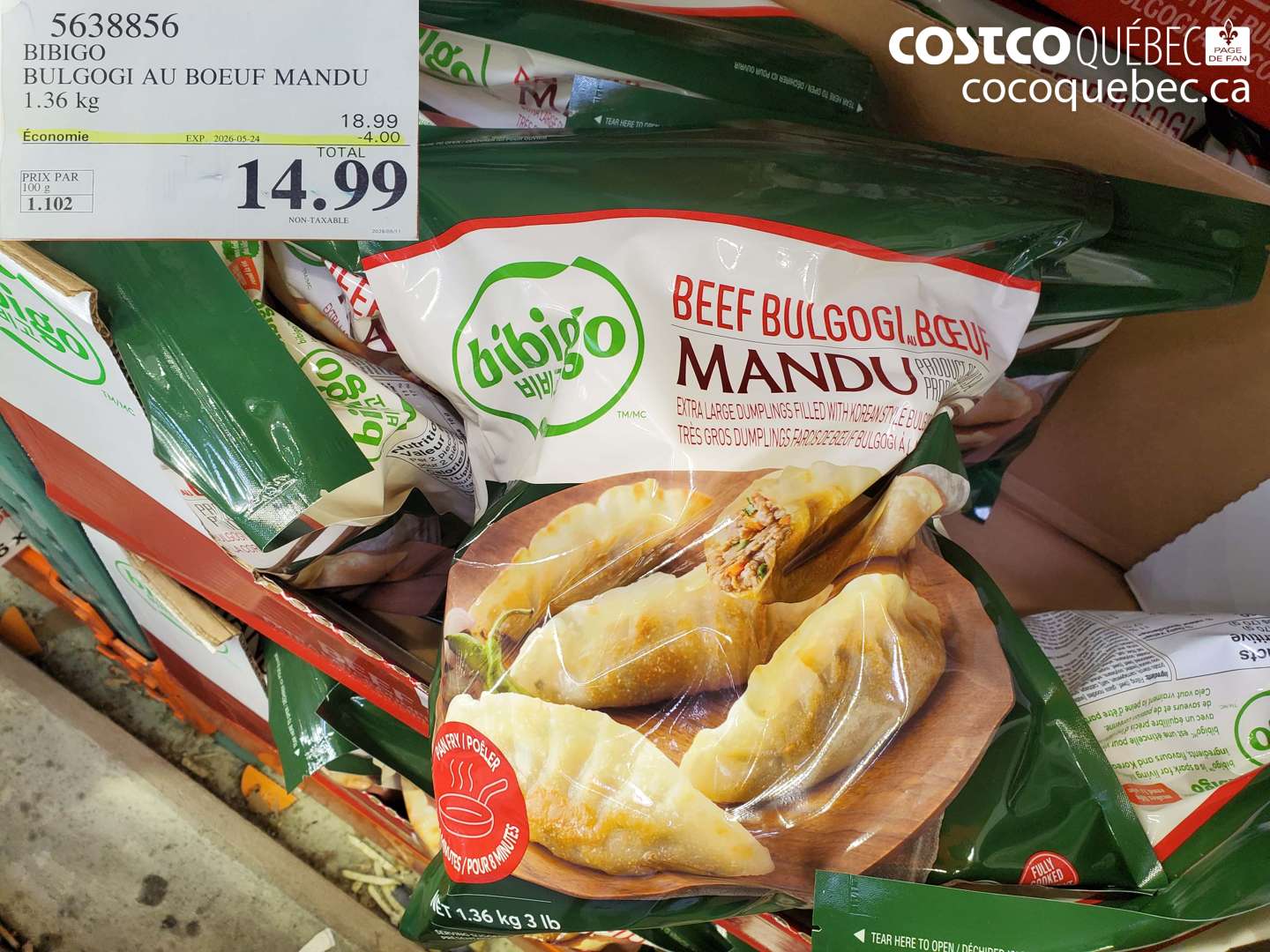 5638856 BIBIGO BULGOGI AU BOEUF MANDU 1.36 KG ($4.00 INSTANT SAVINGS EXPIRES ON 2026-05-24) $14.99