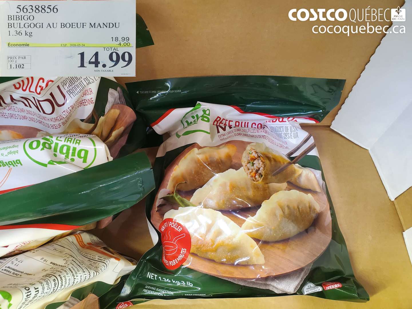 5638856 BIBIGO BULGOGI AU BOEUF MANDU 1.36 KG ($4.00 INSTANT SAVINGS EXPIRES ON 2026-05-24) $14.99
