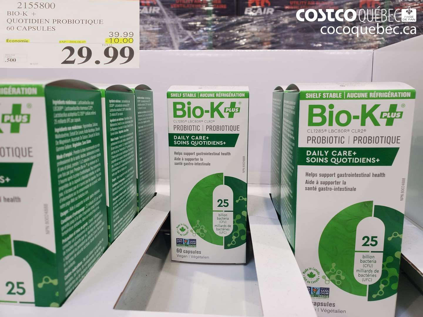2155800 BIO-K + QUOTIDIEN PROBIOTIQUE 60 CAPSULES ($10.00 INSTANT SAVINGS EXPIRES ON 2026-06-07) $29.99