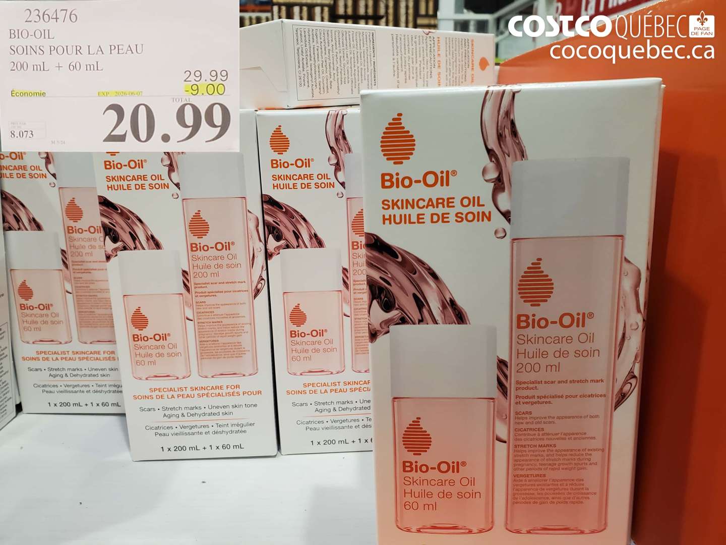 236476 BIO-OIL SOINS POUR LA PEAU 200 ML + 60 ML ($9.00 INSTANT SAVINGS EXPIRES ON 2026-06-07) $20.99