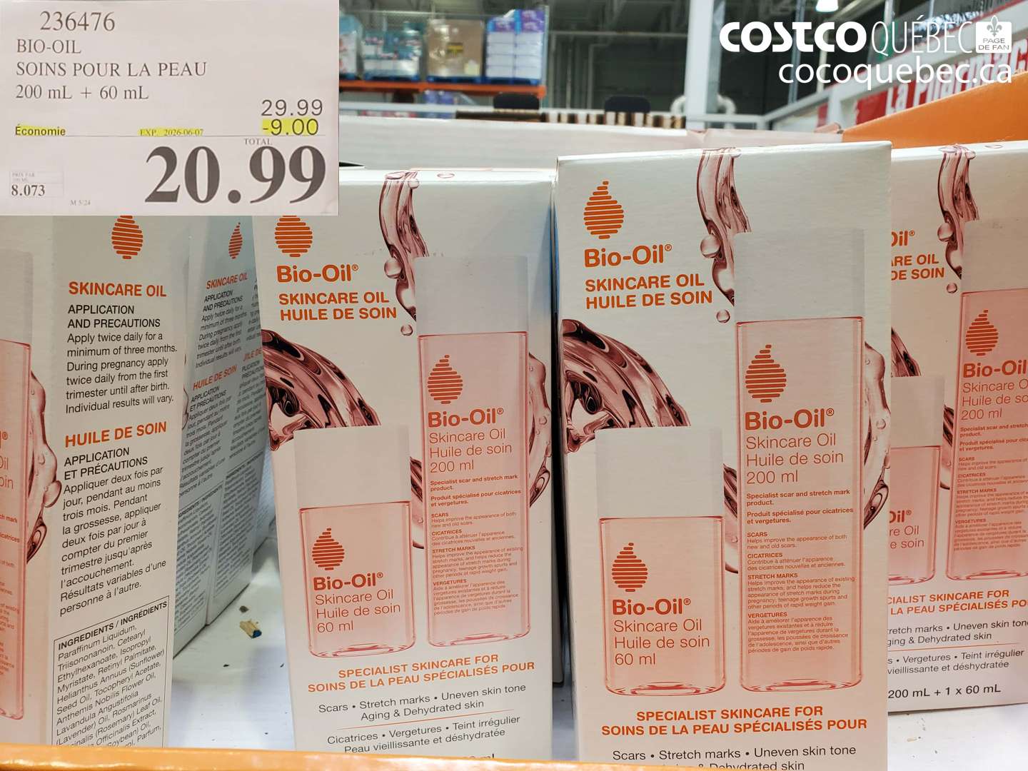 236476 BIO-OIL SOINS POUR LA PEAU 200 ML + 60 ML ($9.00 INSTANT SAVINGS EXPIRES ON 2026-06-07) $20.99