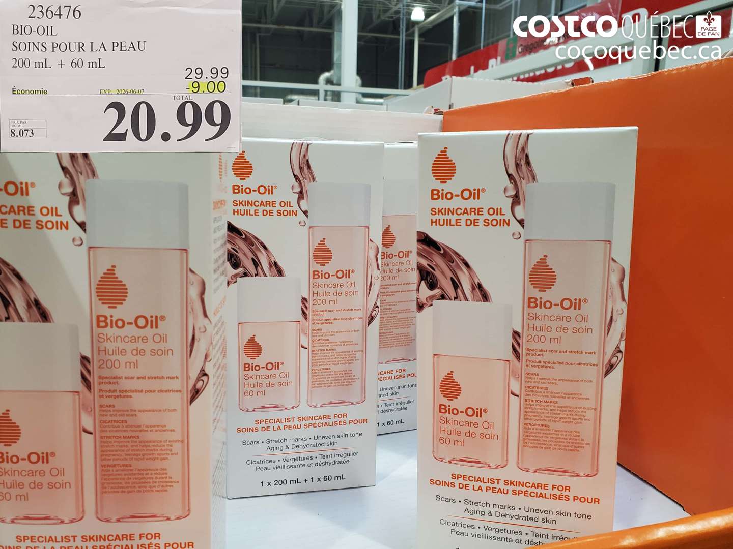 236476 BIO-OIL SOINS POUR LA PEAU 200 ML + 60 ML ($9.00 INSTANT SAVINGS EXPIRES ON 2026-06-07) $20.99