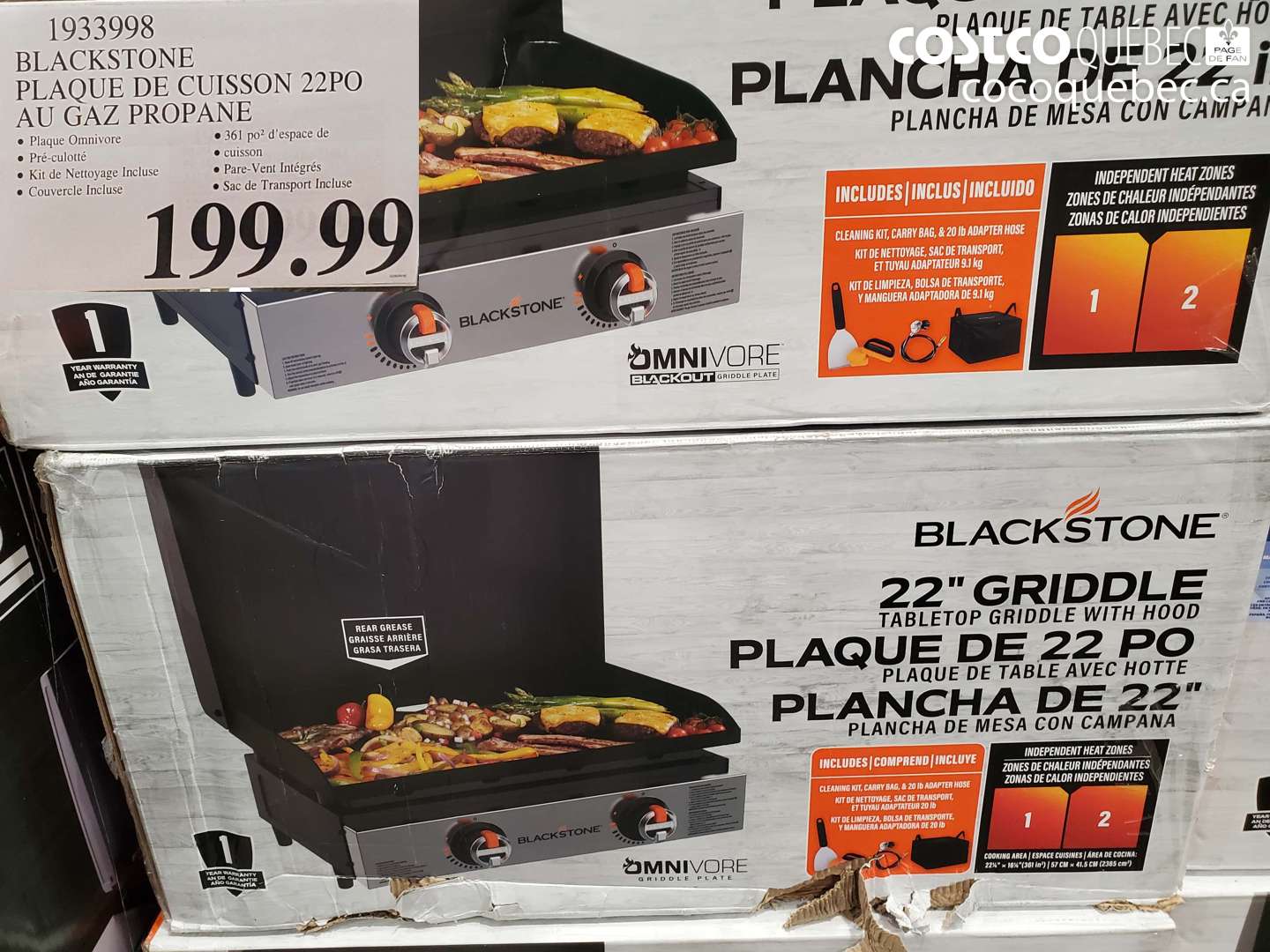 1933998 BLACKSTONE PLAQUE DE CUISSON 22PO AU GAZ PROPANE $199.99