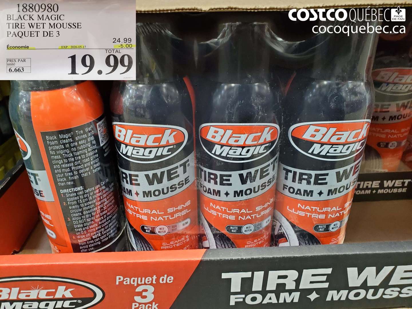 1880980 BLACK MAGIC TIRE WET MOUSSE PAQUET DE 3 ($5.00 INSTANT SAVINGS EXPIRES ON 2026-05-17) $19.99