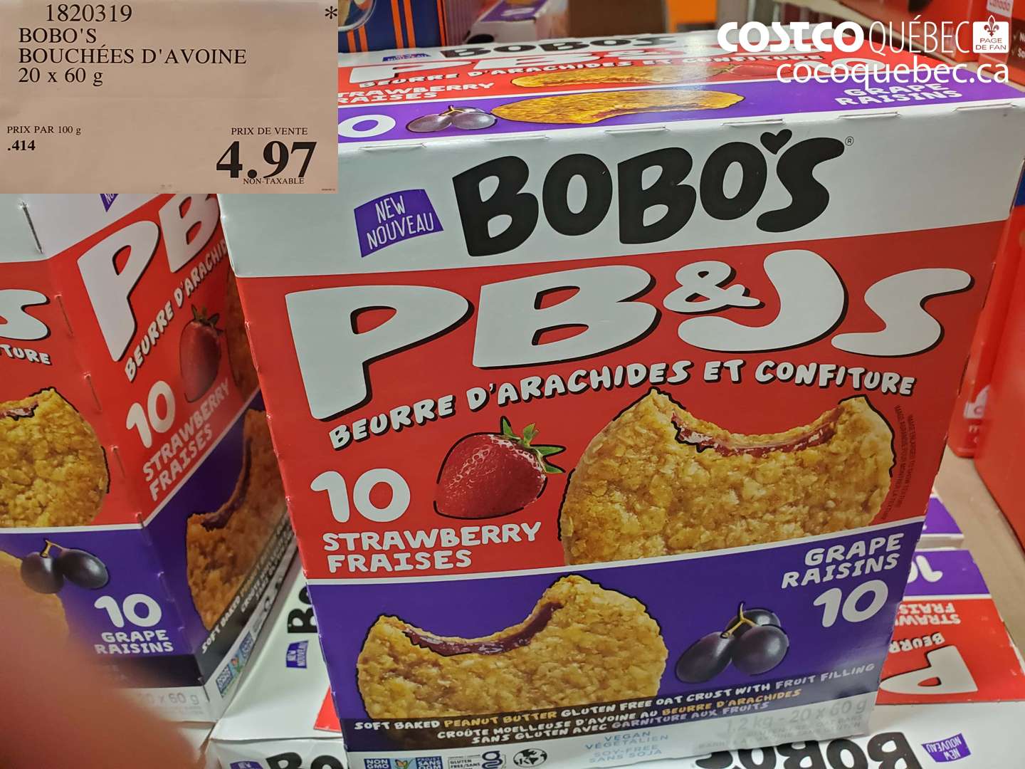 1820319 BOBO'S BOUCHÉES D'AVOINE 20 X 60 G $4.97