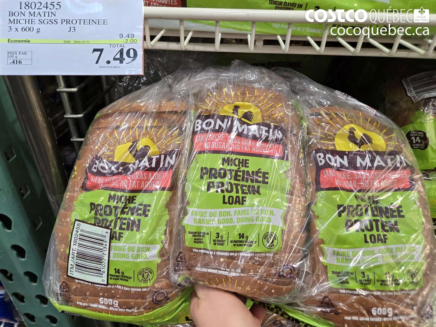 1802455 BON MATIN MICHE SGSS PROTEINEE ($2.00 INSTANT SAVINGS EXPIRES ON 2026-05-31) $7.49