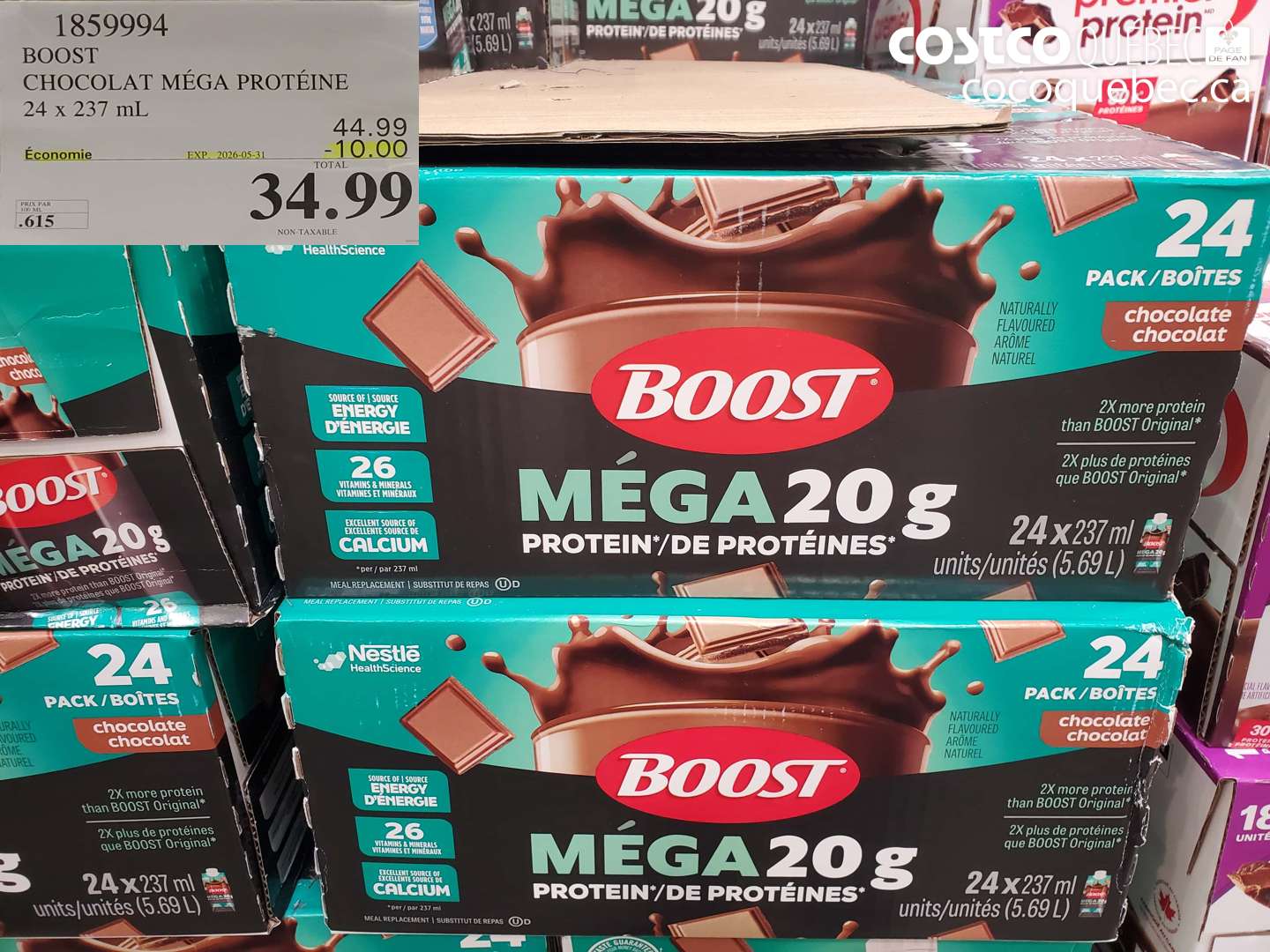 1859994 BOOST CHOCOLAT MÉGA PROTÉINE 24 X 237 ML ($10.00 INSTANT SAVINGS EXPIRES ON 2026-05-31) $34.99