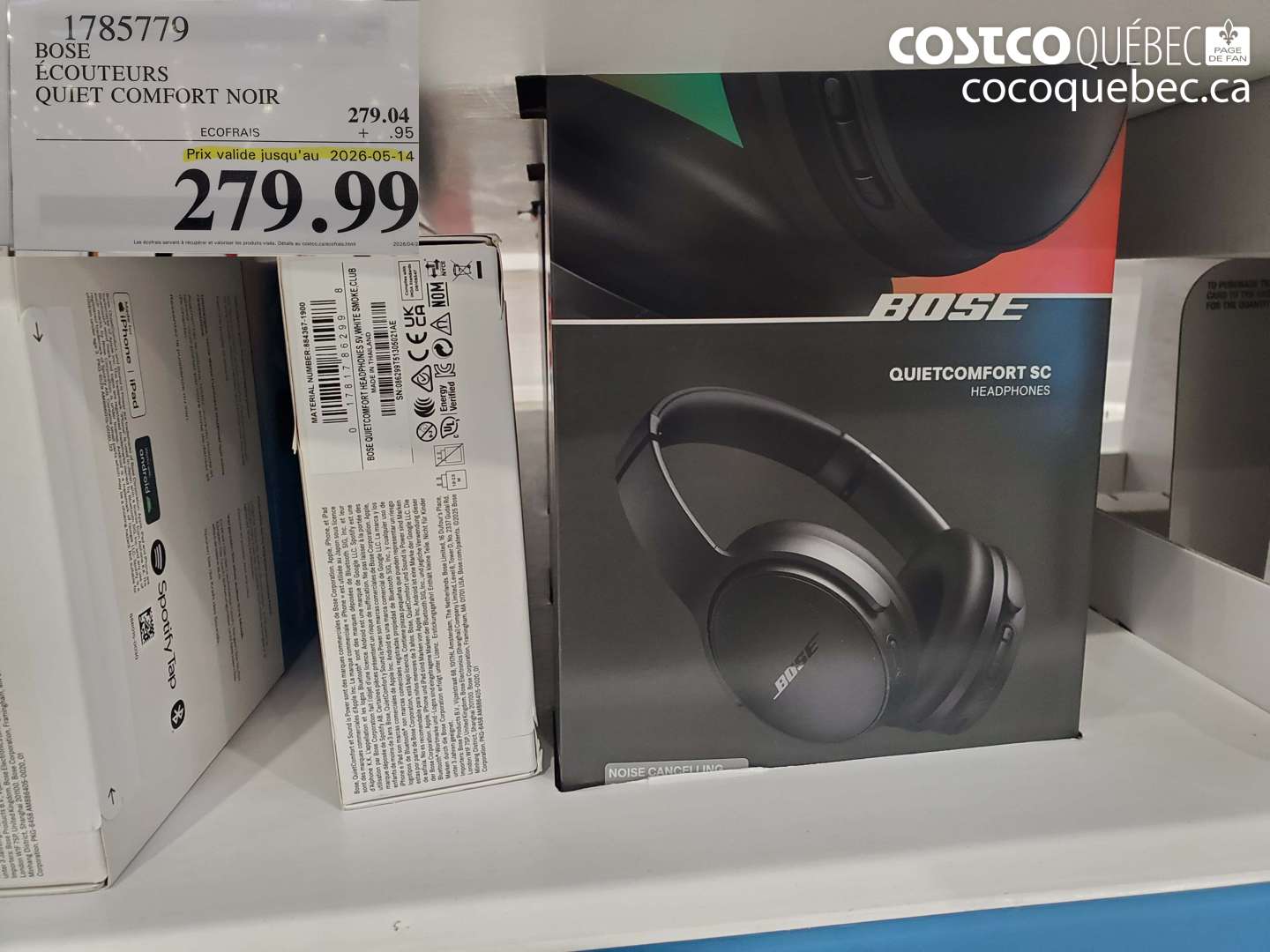 1785779 BOSE ÉCOUTEURS QUIET COMFORT NOIR (EXPIRES ON 2026-05-14) $279.99