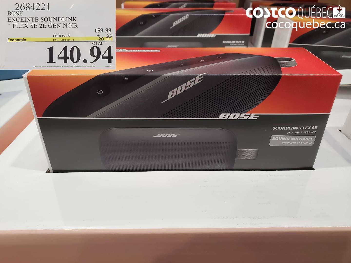 2684221 BOSE ENCEINTE SOUNDLINK ($20.00 INSTANT SAVINGS EXPIRES ON 2026-05-10) $140.94