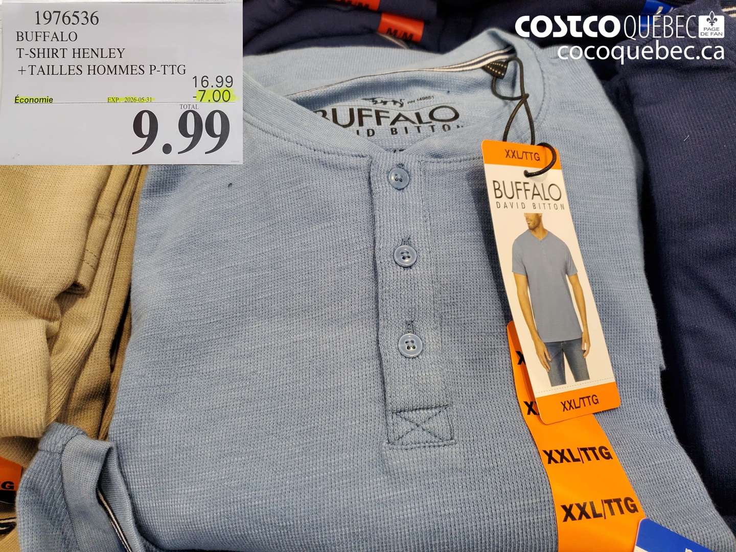 1976536 BUFFALO T-SHIRT HENLEY +TAILLES HOMMES P-TTG ($7.00 INSTANT SAVINGS EXPIRES ON 2026-05-31) $9.99