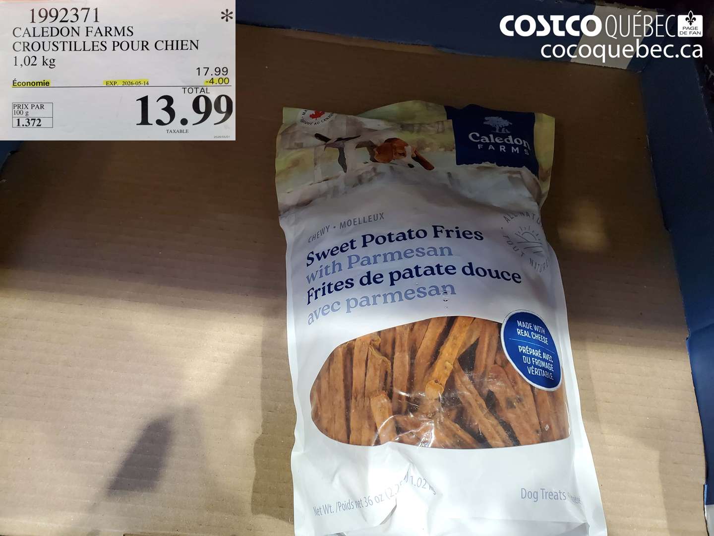 1992371 CALEDON FARMS CROUSTILLES POUR CHIEN 1.02 KG ($4.00 INSTANT SAVINGS EXPIRES ON 2026-05-14) $13.99
