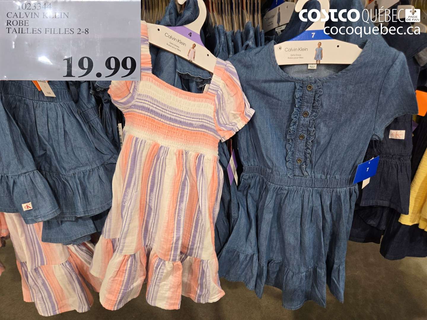 1023344 CALVIN KLEIN ROBE TAILLES FILLES 2-8 $19.99
