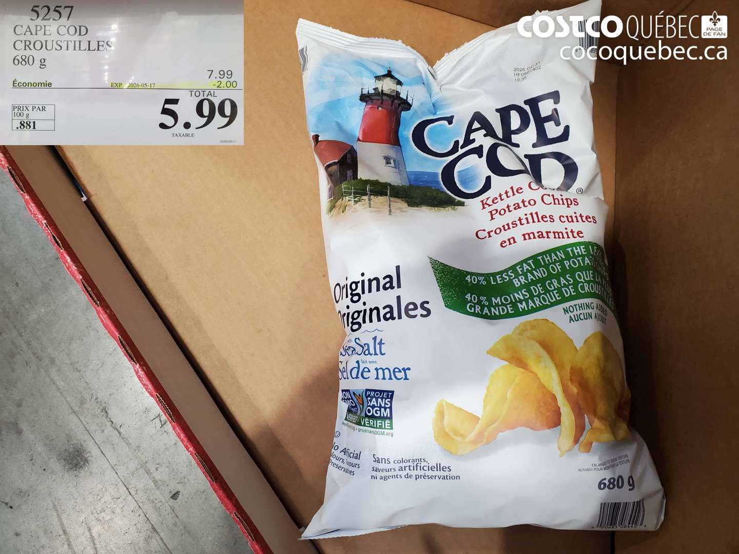 5257 CAPE COD CROUSTILLES 680 G ($2.00 INSTANT SAVINGS EXPIRES ON 2026-05-17) $5.99