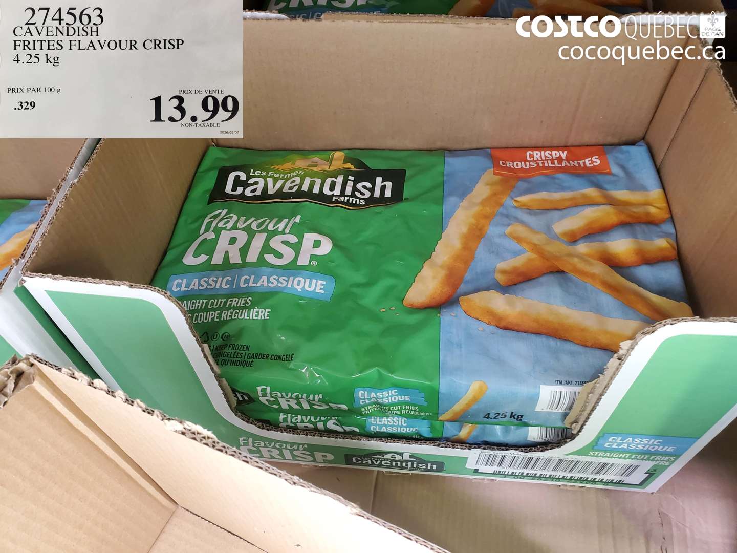 274563 CAVENDISH FRITES FLAVOUR CRISP 4.25 KG $13.99