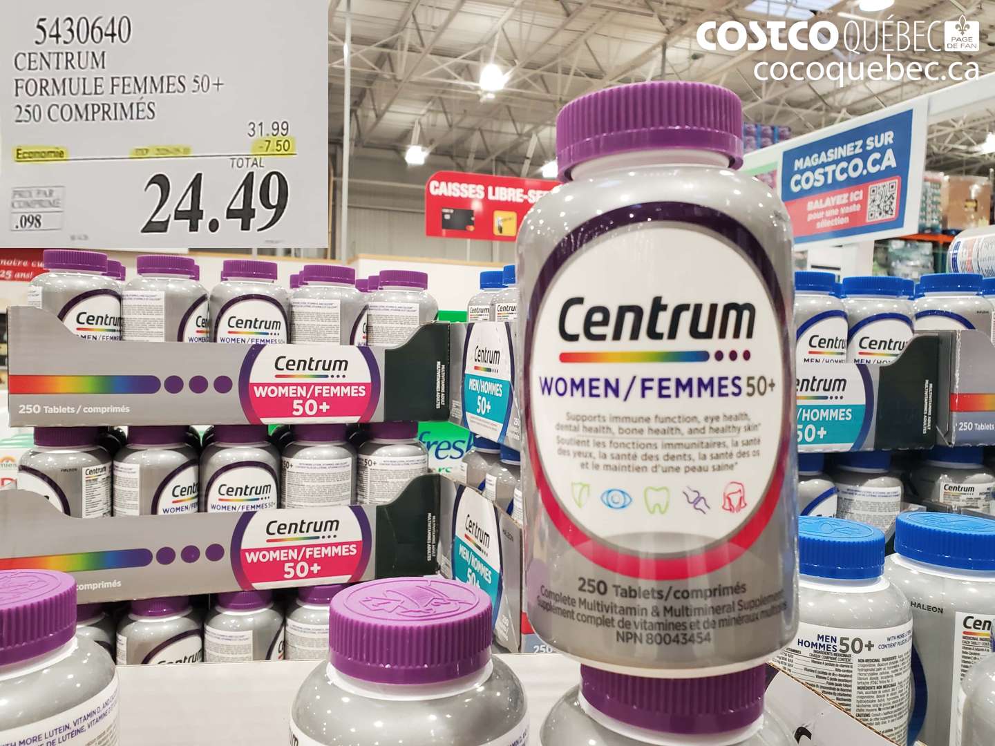 5430640 CENTRUM FORMULE FEMMES 50+ 250 COMPRIMÉS ($7.50 INSTANT SAVINGS EXPIRES ON 2026-05-10) $24.49