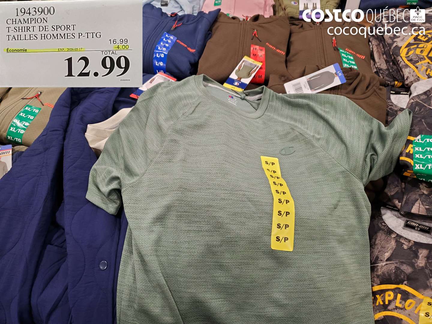 1943900 CHAMPION T-SHIRT DE SPORT TAILLES HOMMES P-TTG ($4.00 INSTANT SAVINGS EXPIRES ON 2026-05-17) $12.99