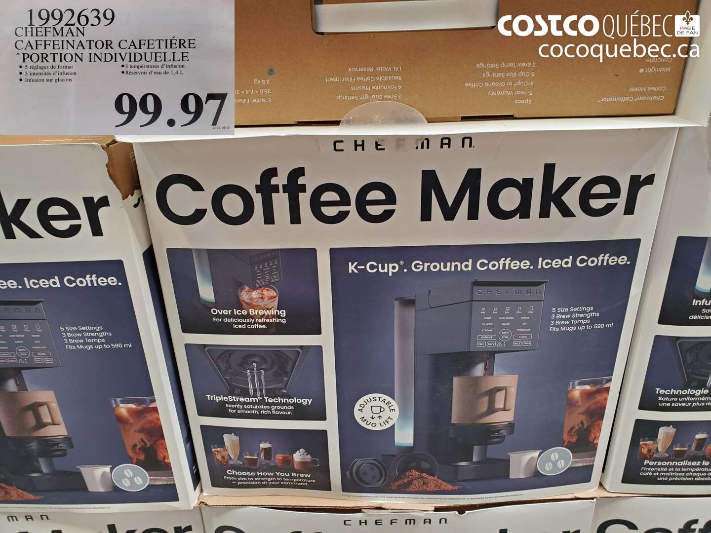 1992639 CHEFMAN CAFFEINATOR CAFETIÉRE PORTION INDIVIDUELLE $99.97